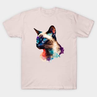 Siamese Cat Watercolor Funky Colors T-Shirt